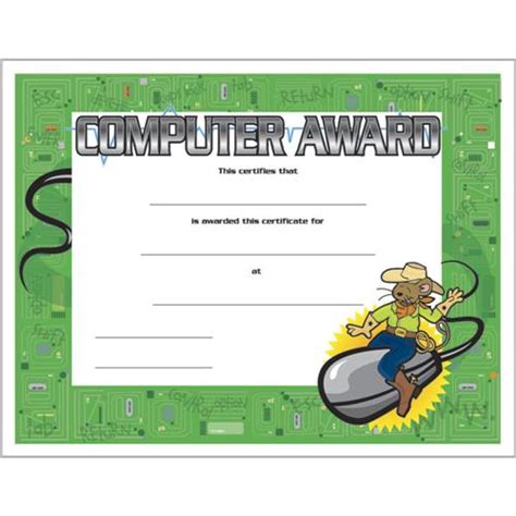 Computer Award Certificate 8 12 X 11 Computer Award Certificates