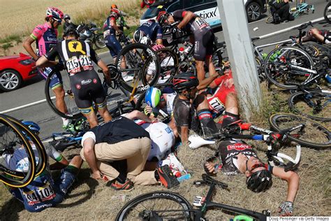 Horrible Tour De France Crash Brings Down 20 Riders Briefly Stops Race