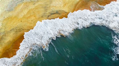 Waves Foam Water Aerial View 4k Hd Wallpaper