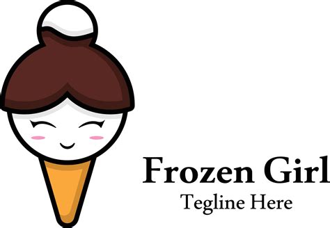 Delicious Frozen Ice Cream Girl Logo Design Template Ice Cream And Girl Head Vector 21619843