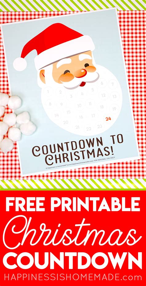 Santa Beard Countdown Printable