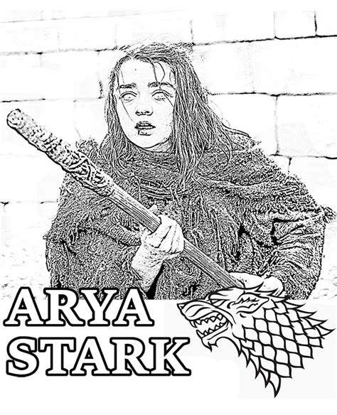 Arya Stark Coloring Pages Books With Game Of Thornes Characters