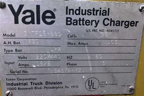 Yale 3ytf18 680 36v Electric Forklift Battery Charger 220440v 680 Ah