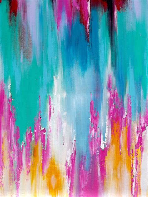 Ikat Inspired Abstract Painting On Stretched Canvas 24 X 36 By Lana