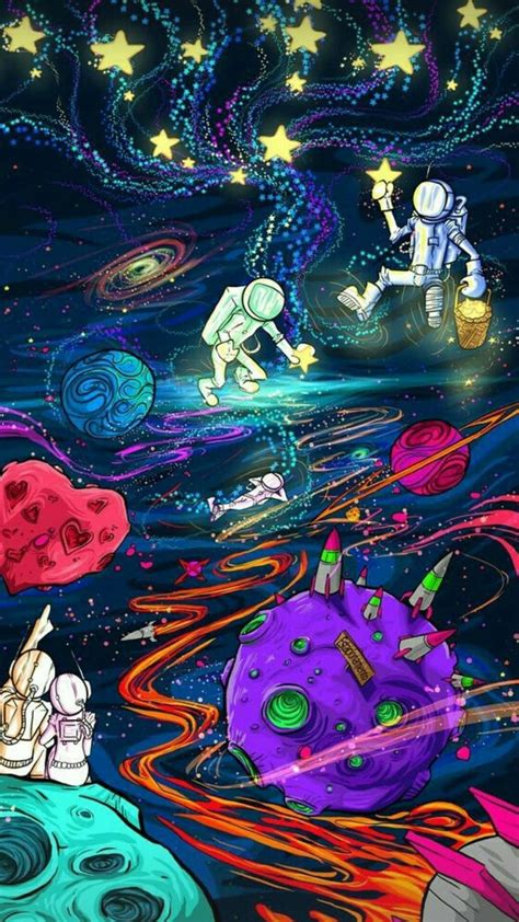 Download Trippy Astronaut In Space Colorful Art Wallpaper