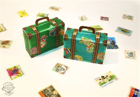 Set Of 2 Miniature Printable Diy Travel Suitcase Paper T Boxes