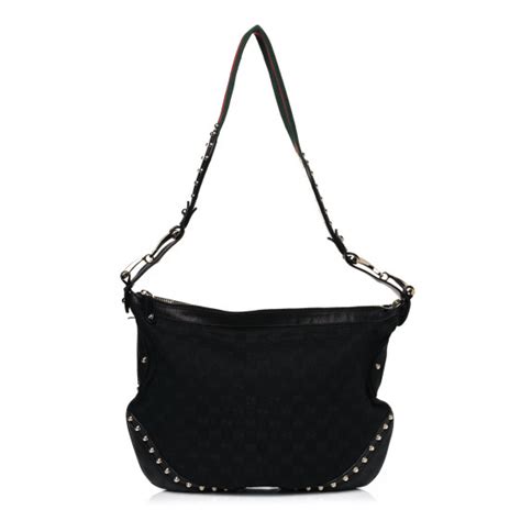Gucci Monogram Web Studded Pelham Shoulder Bag Black 838588 Fashionphile