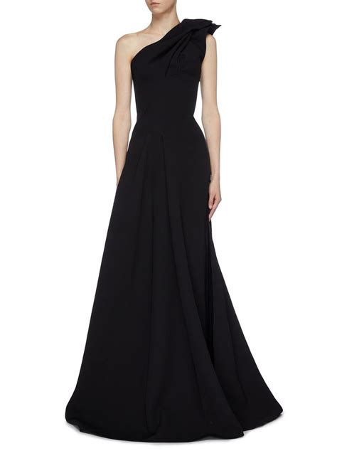 maticevski virtuoso gathered one shoulder gown in black modesens