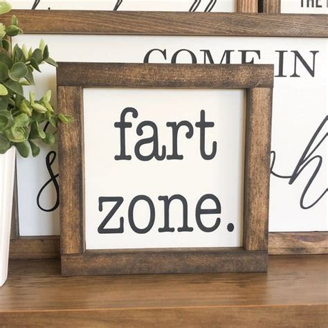 Fart Zone Painted Wood Sign With Frame Bathroom Sign Funny Etsy