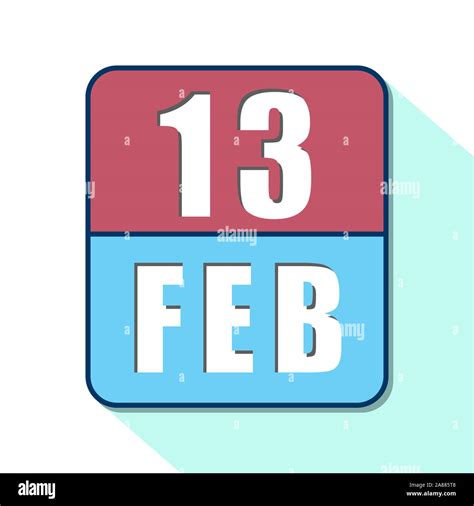 February 13th Day 13 Of Month Simple Calendar Icon On White