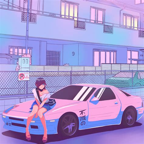 Blue Anime Aesthetic Car Anime Wallpaper Hd