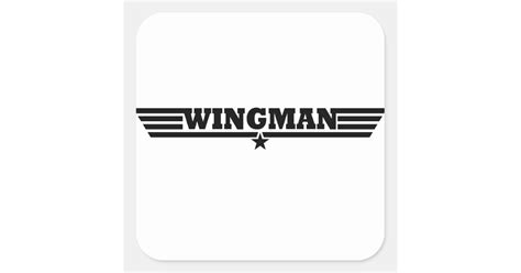 Wingman Wings Logo Square Sticker Zazzle