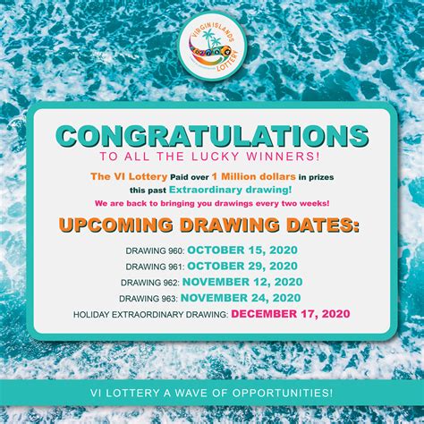 Virgin Islands Lottery Congratulations To All The Lucky Winners