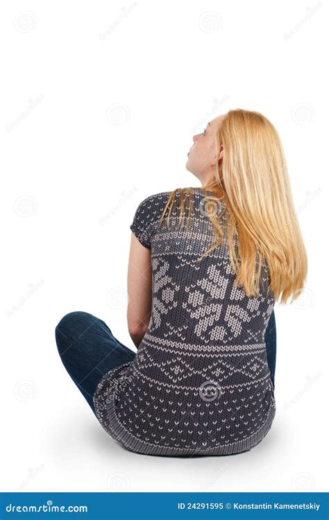 Back View Of Beautiful Young Woman Sitting Stock Image Image Of