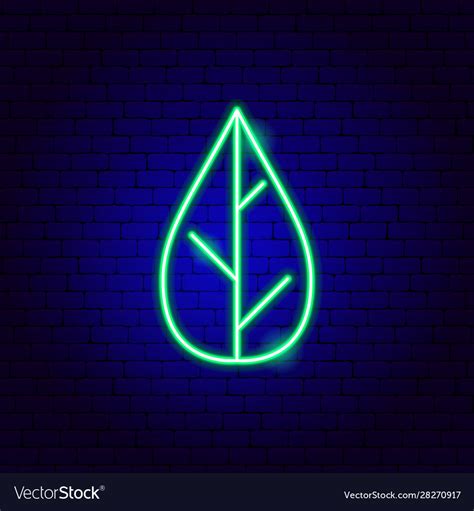 Green Leaf Neon Sign Royalty Free Vector Image
