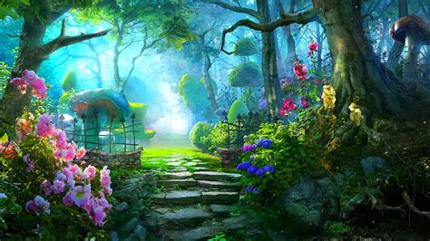 D ☀ ☀ R W A Y To A Magical Garden Fantasy Art Landscapes Fantasy