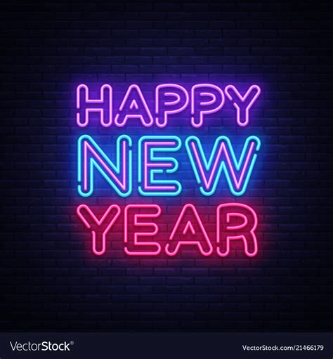 Happy New Year Neon Text Neon Sign Royalty Free Vector Image