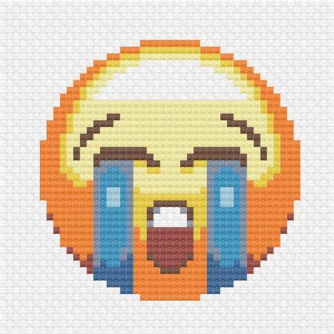 Crying Emoji Cross Stitch Pattern Etsy Cross Stitch Patterns Cross