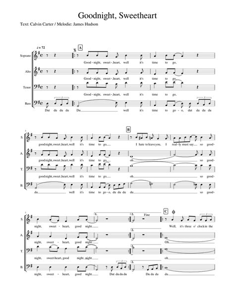 Goodnight Sweetheart Sheet Music For Piano Download Free In Pdf Or Midi