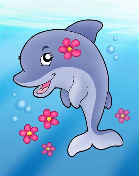 Cute Dolphin Girl In Sea Stock Illustration Illustration Of Design