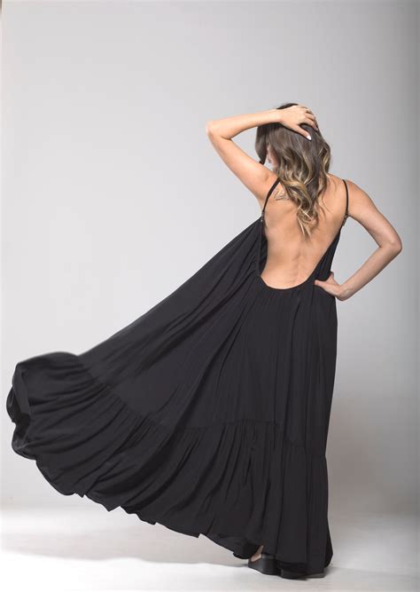 Backless Maxi Dress Oversize Dress Open Back Dress Romantic Etsy