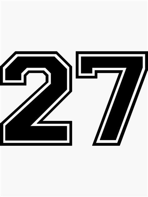 Varsity Team Sports Uniform Number 27 Black Sticker Sticker By