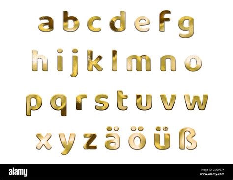 Golden German Alphabet German Orthography Lowercase Letters Stock