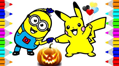 Printable Halloween Coloring Pages For Kids Minion Pikachu Dance