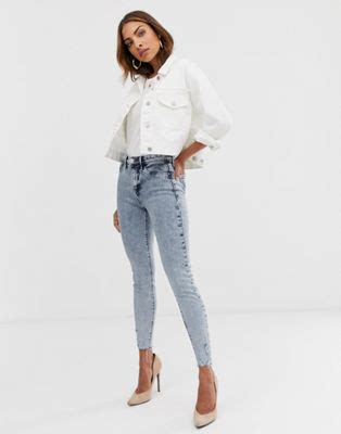 River Island Molly Skinny Jeans In Acid Light Wash Asos