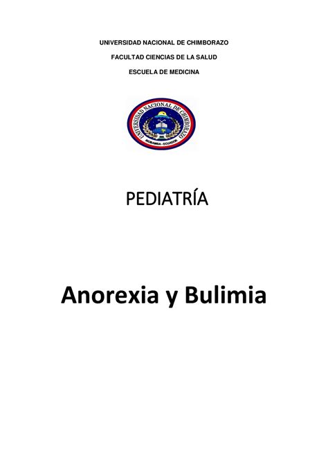 Anorexia Y Bulimia Cátedra De Pediatria Docsity