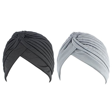 Aiyue 2 Pcs Turban Vintage Polyester Pleated Sun Cap Hat Head Cover