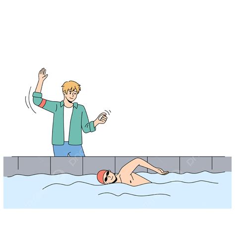 Gambar Pelatih Mengajari Pria Berenang Di Kolam Renang Dalam Ruangan