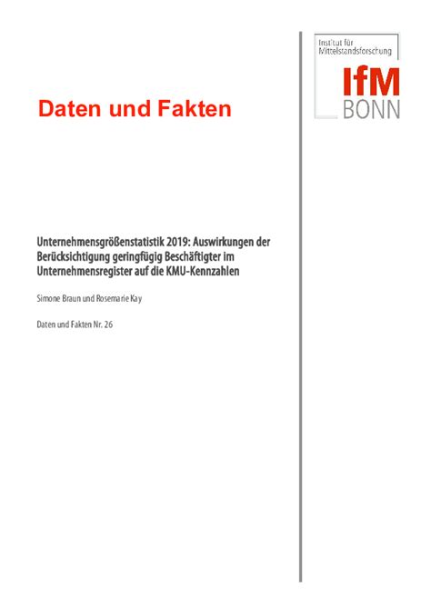 Daten Und Fakten Institut Für Mittelstandsforschung Bonn