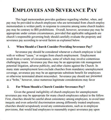 Resignation Letter With Severance Pay Template