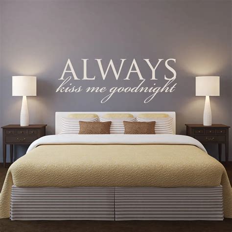 Master Bedroom Headboard Wall Decal Quotes Always Kiss Me Goodnight Removable Wall Stickers