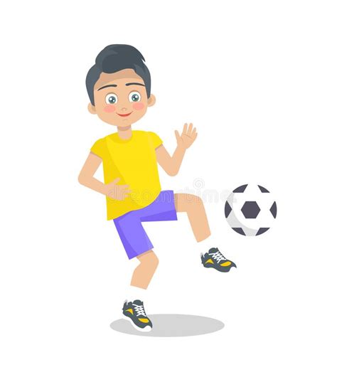 Yellow Shirt Play Football Cartoon Stock Vector Illustration Of Teen