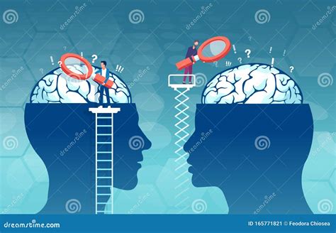 Vector Of Scientists Researching Male And Female Brain Looking For