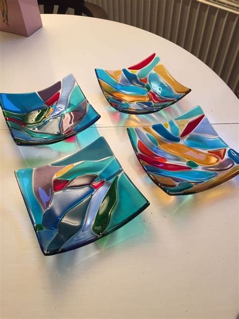 Glasfusion Schaaltjes Unique Fused Glass Fused Glass Artwork Fused Glass Plates Fused Glass
