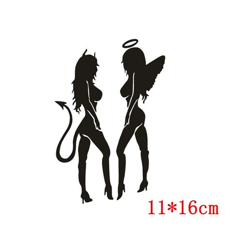 1 stück Sexy Angel Devil Symbolische Mädchen Silhouette Vinyl Aufkleber