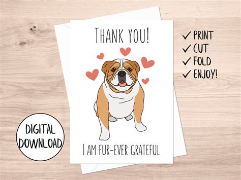 Printable Thank You Card Funny Dog Thank You Cards Digital Etsy