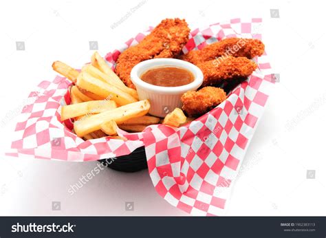 Breaded Chicken Strips French Fries Dipping Stock Photo Edit Now