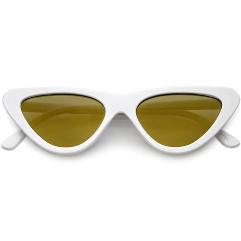 women s 1990 s retro narrow flat lens cat eye sunglasses zerouv