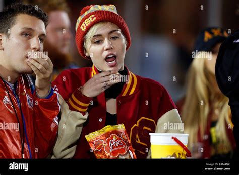 November 13 2014 Singer Miley Cyrus In Attendance During Ncaa Football