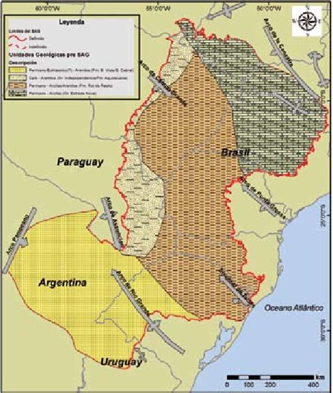 Mapa Geológico Simplificado Del Substrato Del Sistema Acuífero Guaraní