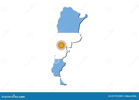 Outline Map Of Argentina With The National Flag Stock Illustration
