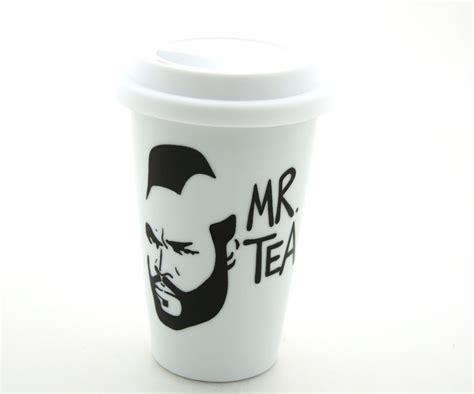 Mr T Tea Travel Mug Double Walled Porcelain With Lid Kiln Fired 2000