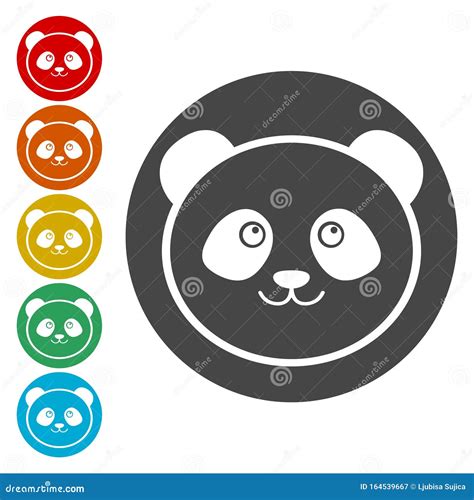 Panda Icons Set Vector Illustration Stock Vector Illustration Of