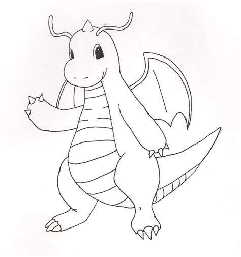 Pokemon Dragonite Drawings Sketch Coloring Page