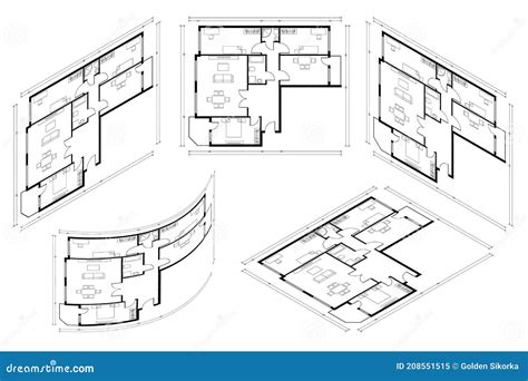 Isometric Architect Blueprint Vector Plan Of Home Blueprint House Plan