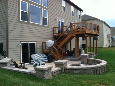 Second Story Deck Above A Paver Patio Creative